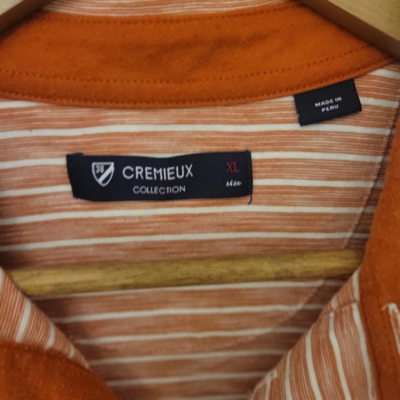 Daniel Cremieux Orange and White Striped Polo Shirt - Picture 2 of 3